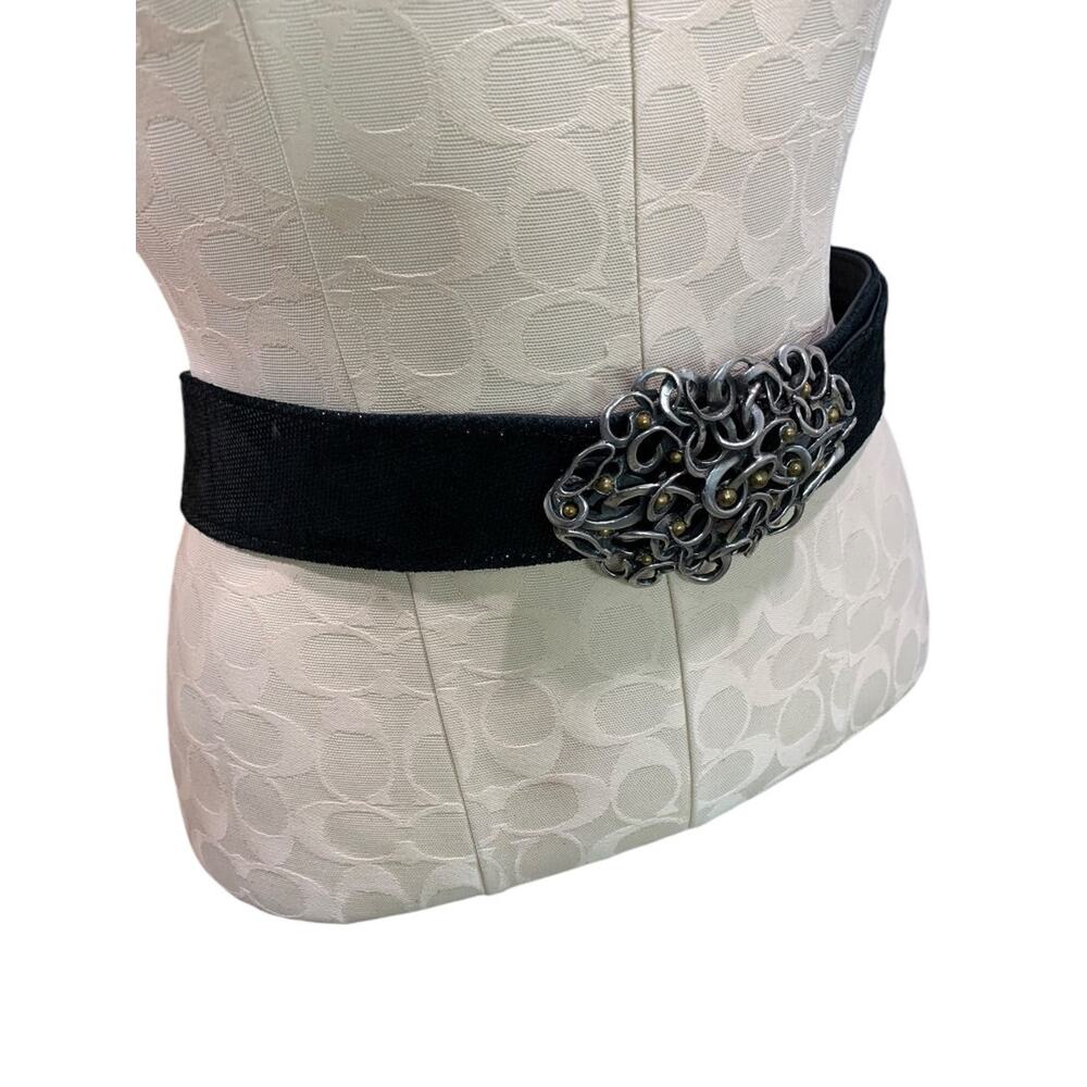 Medium Womens Vintage 1980s Reversible Statement Belt‎ Ornate Buckle